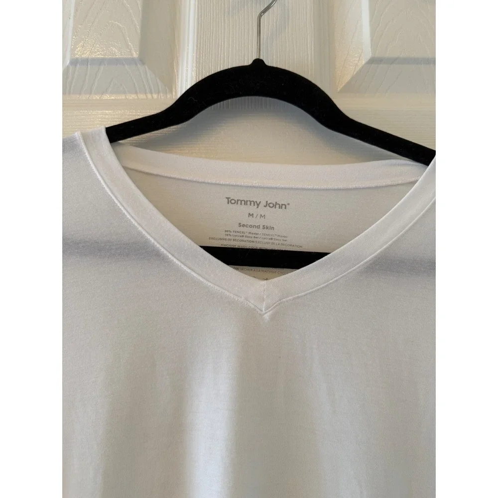Tommy John Second Skin V Neck T‎ Shirt White Modal Stretch M